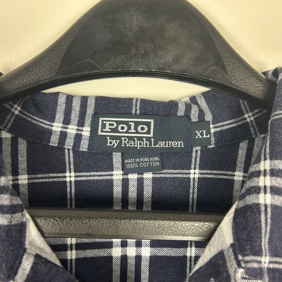 Polo Ralph Lauren Men's XL Plaid Soft Cotton‎ Short Sleeve Shirt Blue - Picture 2 of 4